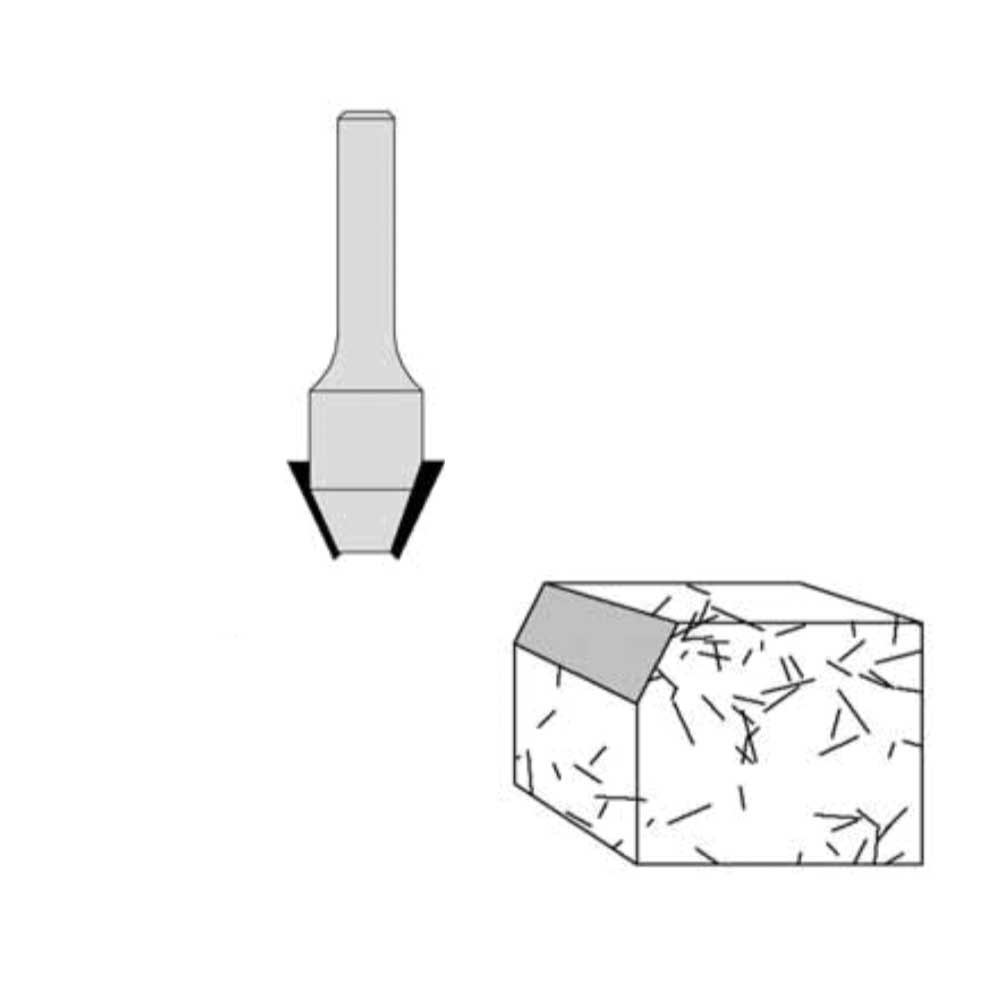 45 Degree Bevel 3/4" Cutting Diameter 1/2" " Shank Diameter 5/16" Cutting Length 1-7/8" Overall Length
