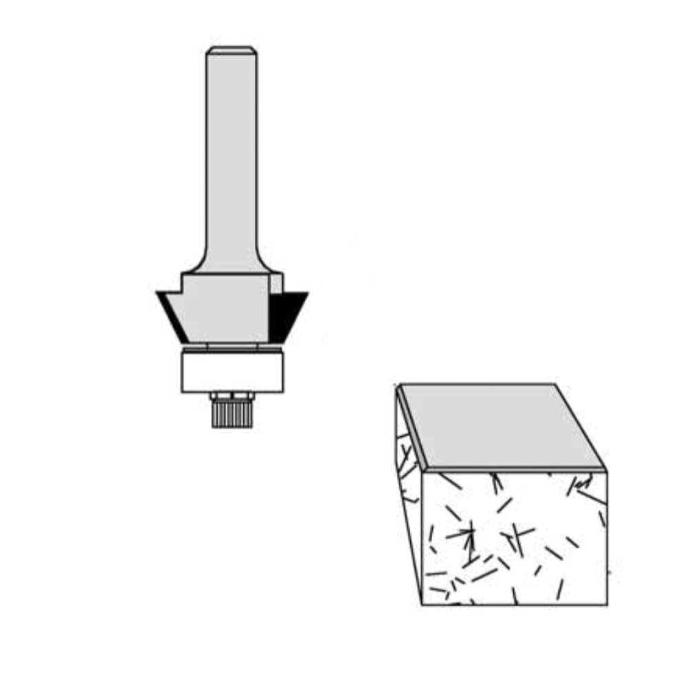 2 Flutes 15 Degree Bevel 1/4" " Shank Diameter 1/4" Cutting Length