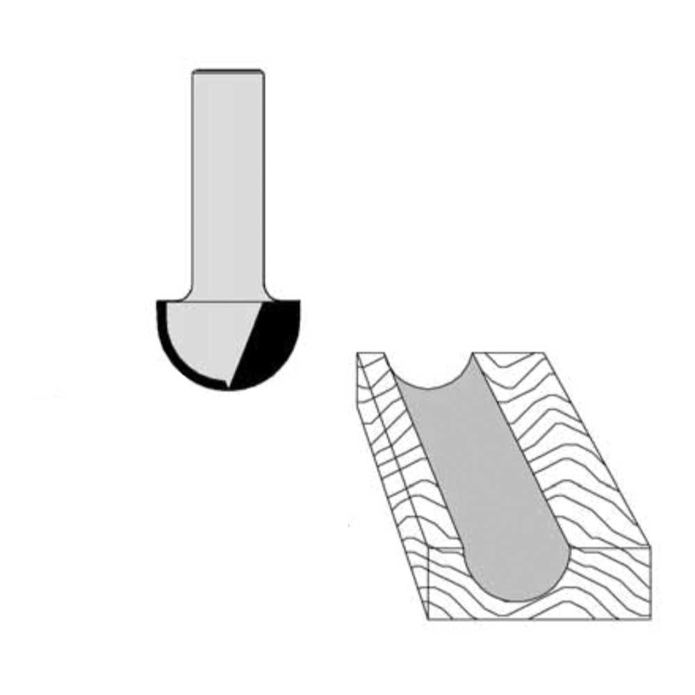 1/8" Cutting Diameter 1/4" Shank Diameter 3/16" Cutting Length 1-3/4" Overall Length 1/16" Radius