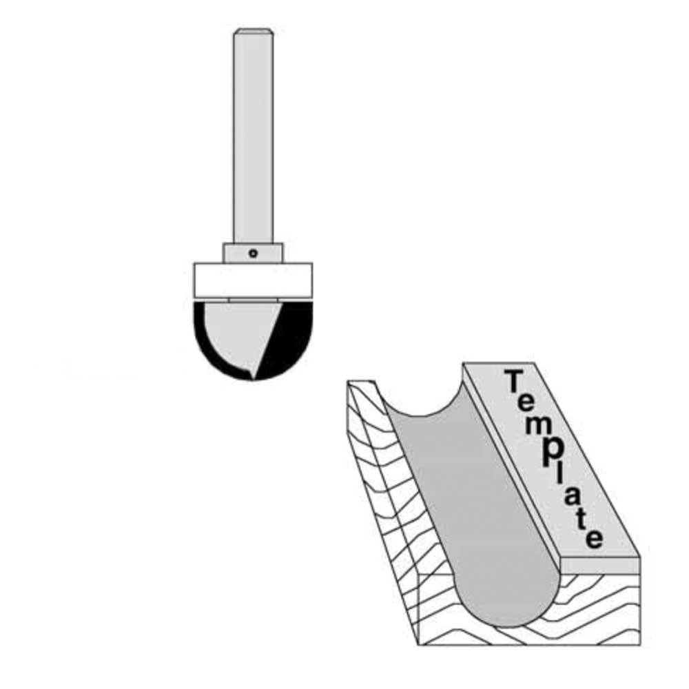 3/8" Cutting Diameter 1/4" Shank Diameter 3/8" Cutting Length 2-1/8" Overall Length 3/16" Radius