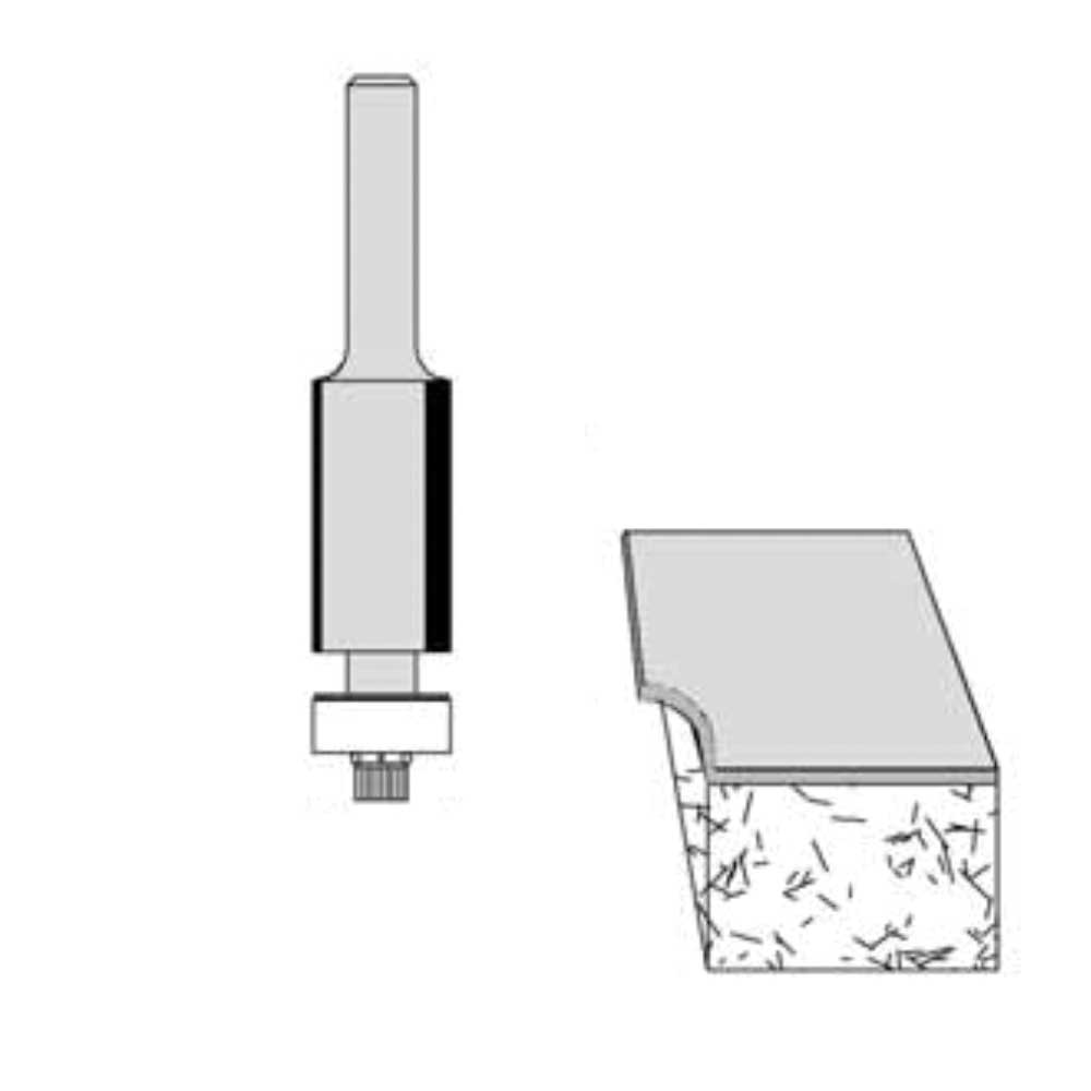 2 Flutes 3/8" Cutting Diameter 1/4" " Shank Diameter 1/2" Cutting Length 1 Bearing