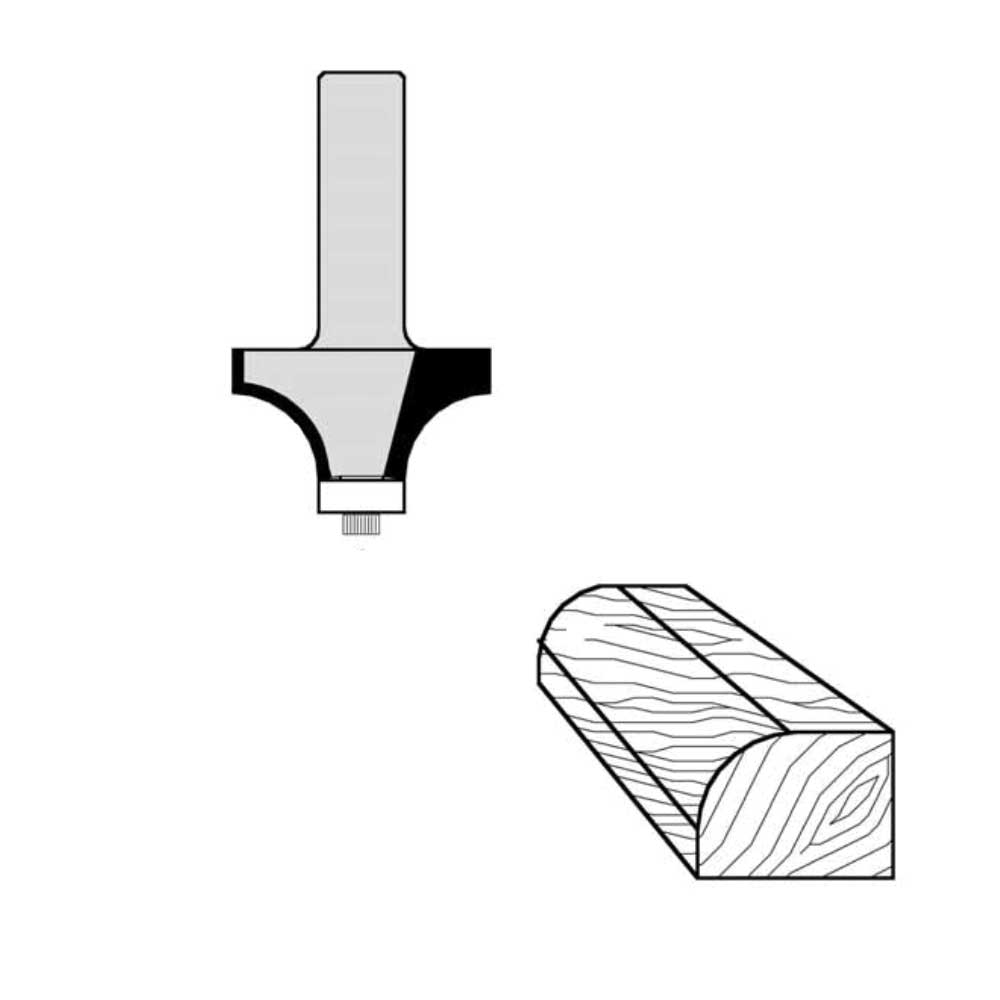 1-1/2" Radius 3-1/2" Cutting Diameter 1/2" Shank Diameter 1-3/4" Cutting Length