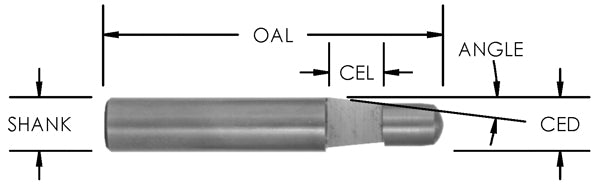SC BEVEL TRIM 7 Deg Bevel Bit1/4 CD X 1/4 CL X 1/4 SHK X 1 1/2 OAL Ea