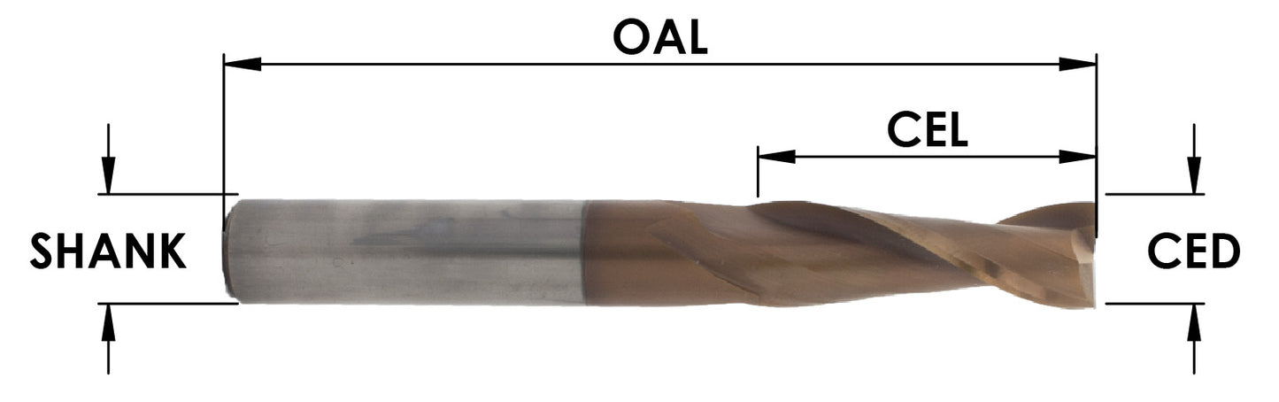 SC MOAB-PLUS COATED 2FL UPCUT SPIRAL ( MD EXTENDED LIFE) : 1/4 CD X 1 CL X 1/4 SHK X 2-1/2 OAL