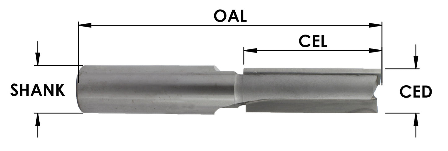 C/T LH Straight 2 FL x1/2 CD x1 1/2 CL x1/2 Sh x 3-1/8" OAL