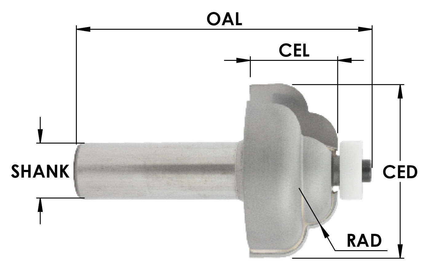 C/T SS Double Cove 1/4 R x1-1/2"CD x 3/4 CLx 1/2SH