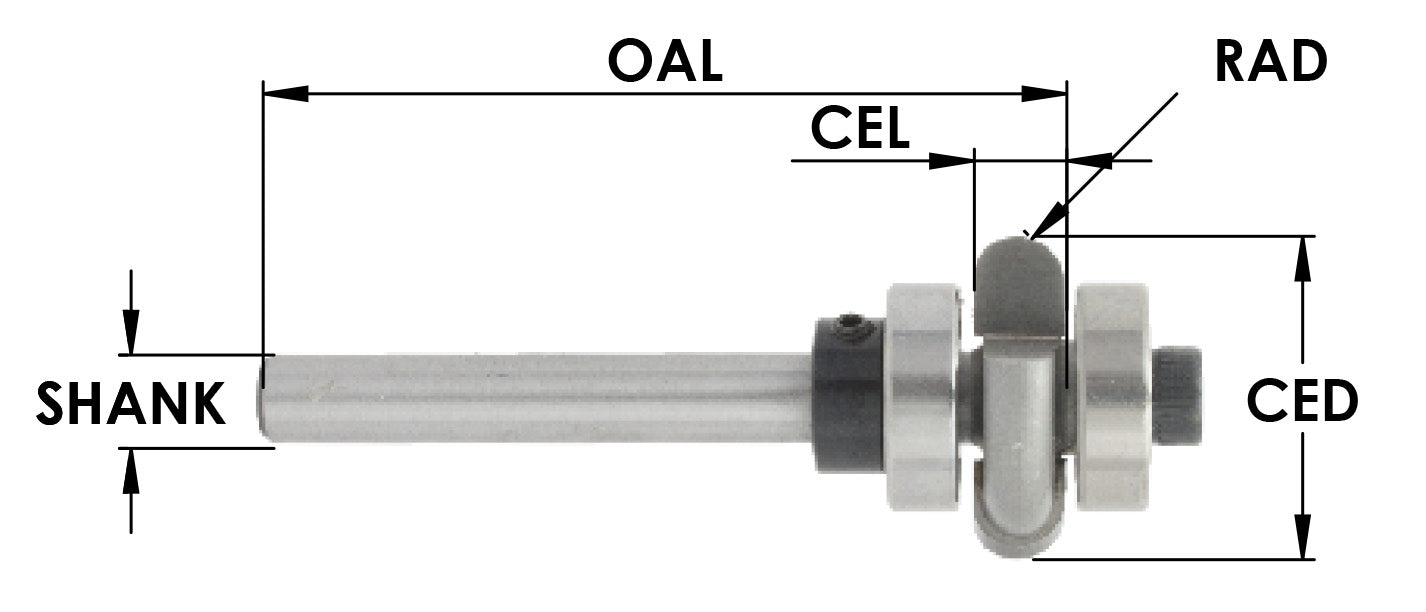C/T Rad Edge 1/8 Rad x 7/8 LD x 1/4 Shk