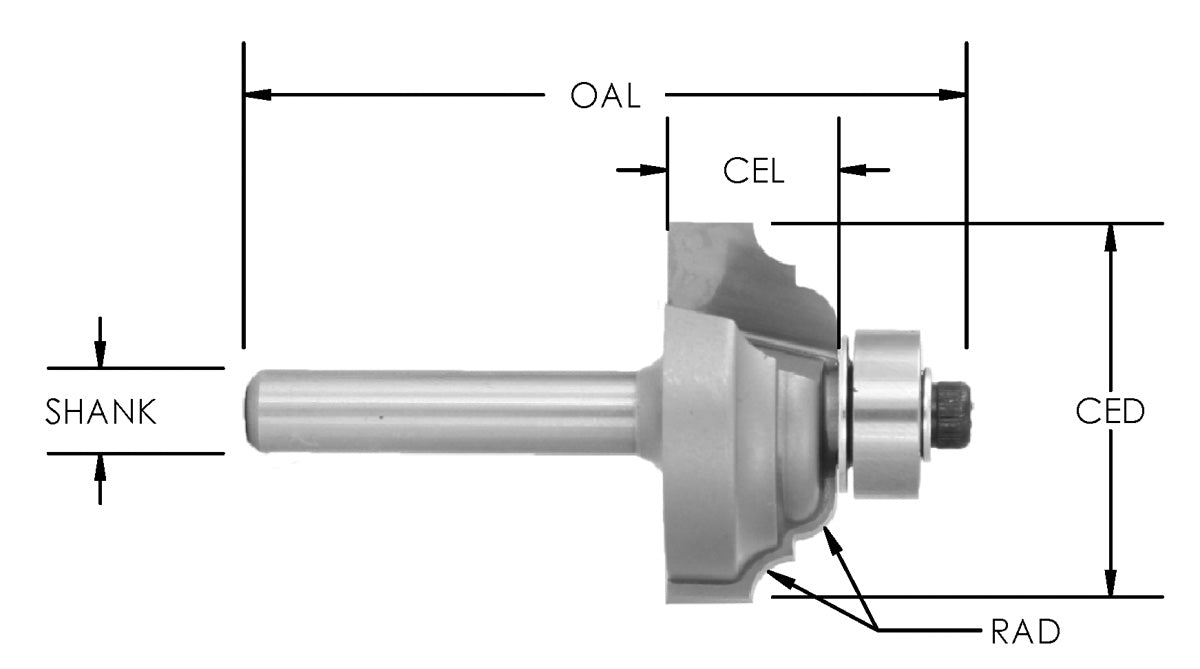C/T Classical Pattern 1/8 Rad-1"CD x 1/2 CL x 1/2 Sh