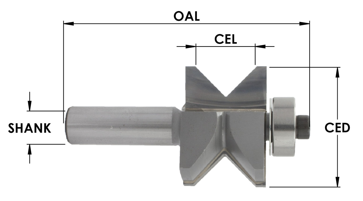 C/T Edge Banding 1pc ("A") x 1-1/2 CED x 25/32 CL x 1/2 SHK x 2-7/8 OAL