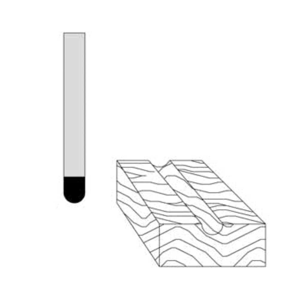 3/32" Radius 3/16" Cutting Diameter 1/4" Shank Diameter 2" Overall Length