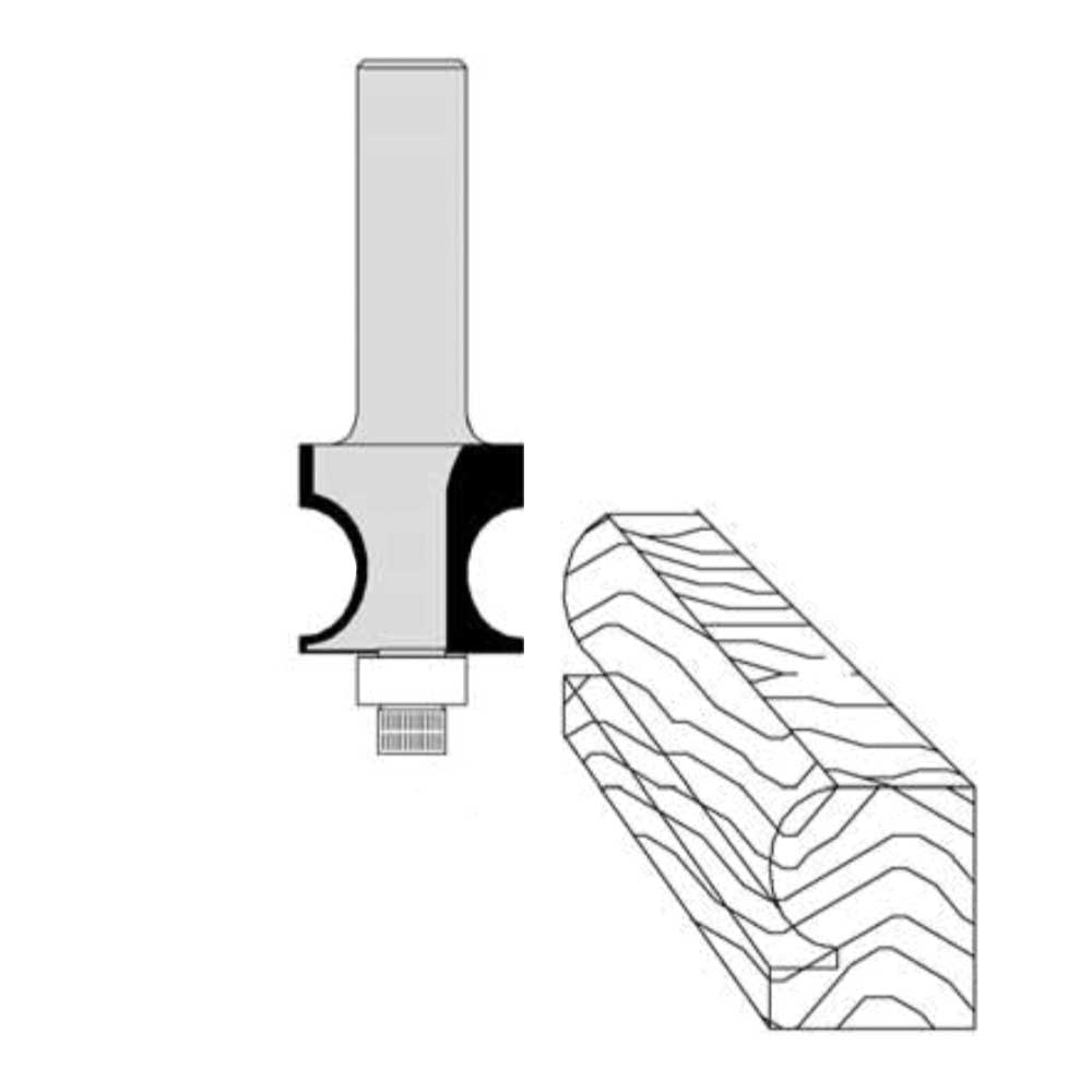 3/16" Radius 29/32" Cutting Diameter 1/4" Shank Diameter 5/8" Cutting Length 1-5/8" Overall Diameter 3/8" Width of Bead