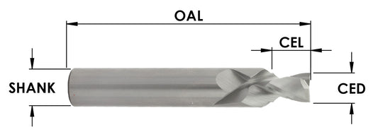 SC CHAMFER 2+2 ( SPECIAL EXTENDED UPCUT LENGTH COMPRESSION BIT) (MD EXTENDED LIFE) : 3/8 CD X 1/2 CL X 1/2 SHK X 3 OAL