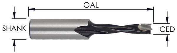 BP Bit, C/T 5mm dia x 1/4" Shk x 63.5mm w/Flat