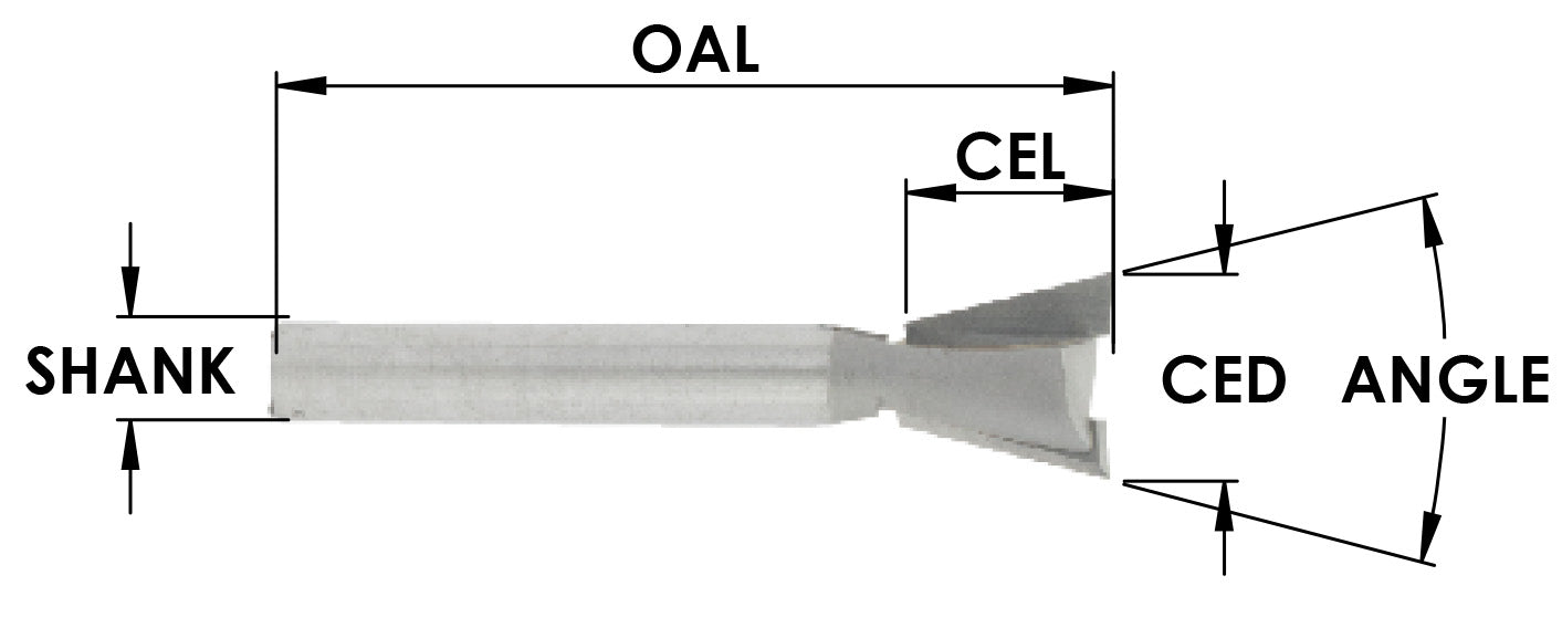 C/T 8 Deg. Dovetail 13/16 CD X 1 1/4 CL x 1/2 Shk  3 1/4 OAL