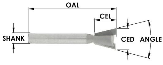 C/T 8 Deg. Dovetail 13/16 CD X 1 1/4 CL x 1/2 Shk  3 1/4 OAL