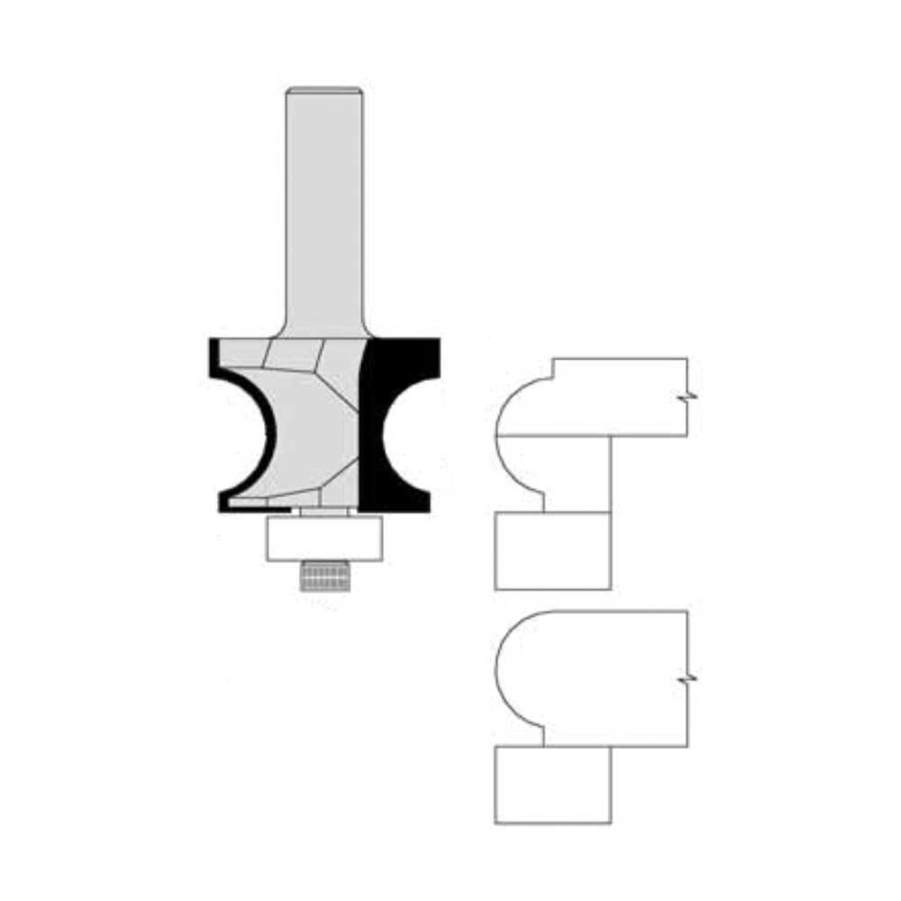 1-1/8" Cutting Diameter 1/2" Shank Diameter 3/4" Cutting Length 3/16" Radius