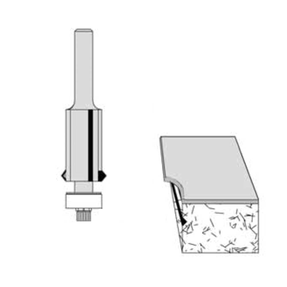 2 Flutes 1/2" Cutting Diameter 1/4" " Shank Diameter 1" Cutting Length 1 Bearing