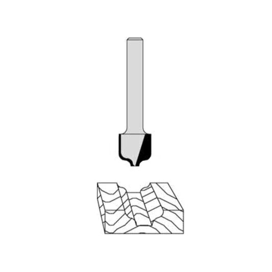 1/2" Cutting Diameter 1/4" Shank Diameter 3/8" Cutting Length 2" Overall Length 1/8" Small Diameter 3/32" Radius