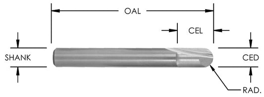 SC 3/32 RAD ROUND BOTTOM VEIN  3/16 CD