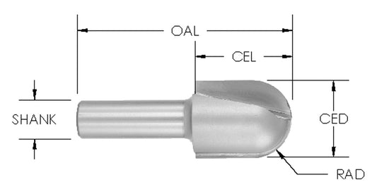 C/T Core Box  3/8 R x3/4 CD x1/4 Sh x5/8 CL x1-7/8