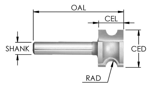 C/T Bullnose/ H Rd. 9/16 Rad x 1-1/8" Open