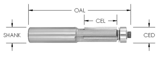 C/T3 FL Flush Trim  1/2  CD x 2" CL x 1/2" Shk