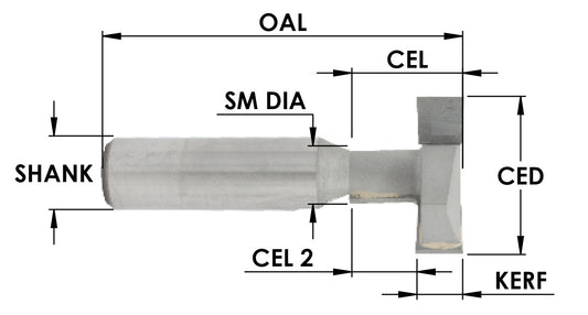 T-Slot Cut,1-1/16" L Dia x 3/8" Sm Dia x 1/2 Shk