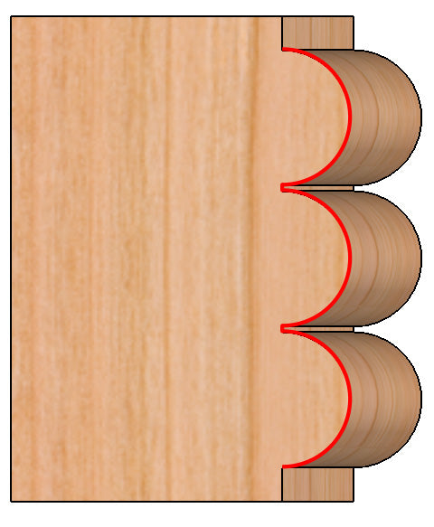 C/T Triple Bead 1/8 Rad x 7/8 CD x 1 CL X 1/2 SHK