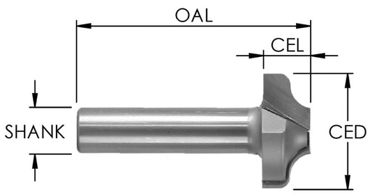 MDF Door Bit, Straight Panel Profile, 1-1/2" LD, 2-1/2 OAL, 1/2 Shank
