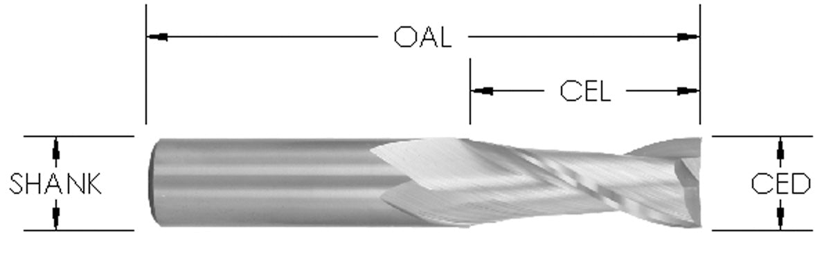 1/2 CD X 1  CL X 1/2 SHK x  3 OAL, SC Upcut Spiral