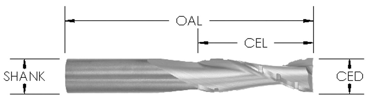 5/8 CD CB X 2 CL X 5/8 Shk X 4 OAL, Upcut Spiral